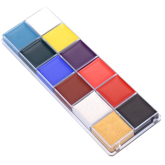 FRCOLOR 12 Flash Colors Body Paint Kit for Face and Body Makeup Halloween Party Oil Color Palette with Organized Case Beauty & Personal Care FRCOLOR