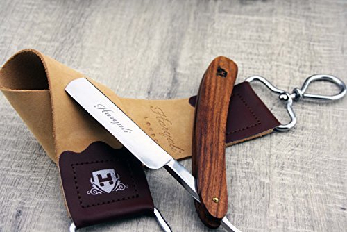 Classic Men's Shaving Set with Straight Razor, Silver Tip Shaving Brush, Trimming Scissors, Leather Strop & Paste in Wooden Box Beauty and Personal Care Haryali London