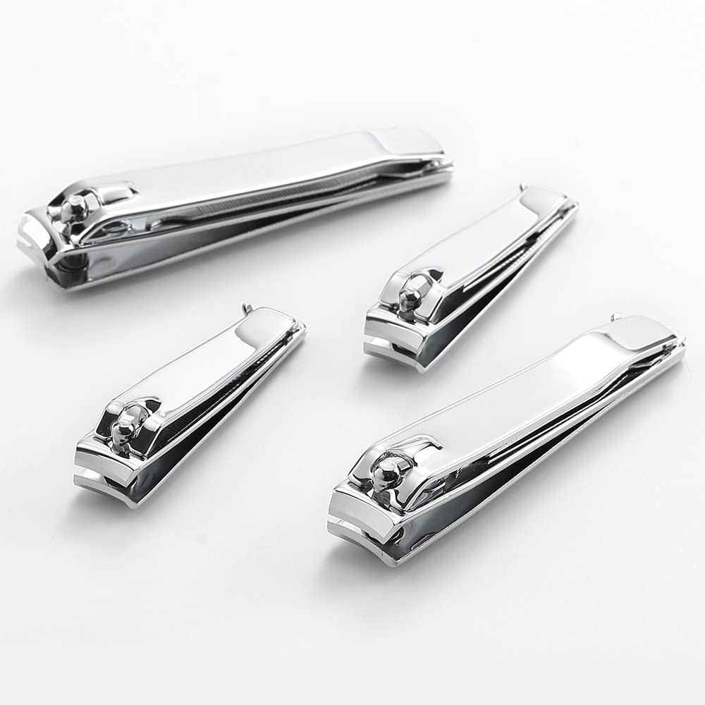 4 Pcs Professional Stainless Steel Toenail Clipper and Fingernails by QLL - Swing Out Nail Cleaner/File - Sharpest Stainless Steel Clipper - Wide Easy Beauty & Personal Care QLL