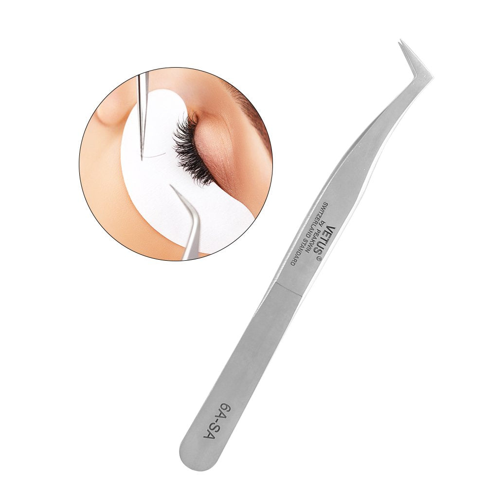 Silver Stainless Steel False Eyelash Extension Tweezers with Durable and Comfortable Handle, Eyelash Extension Tool for Extensions and Clamping Beauty and Personal Care Gavigain