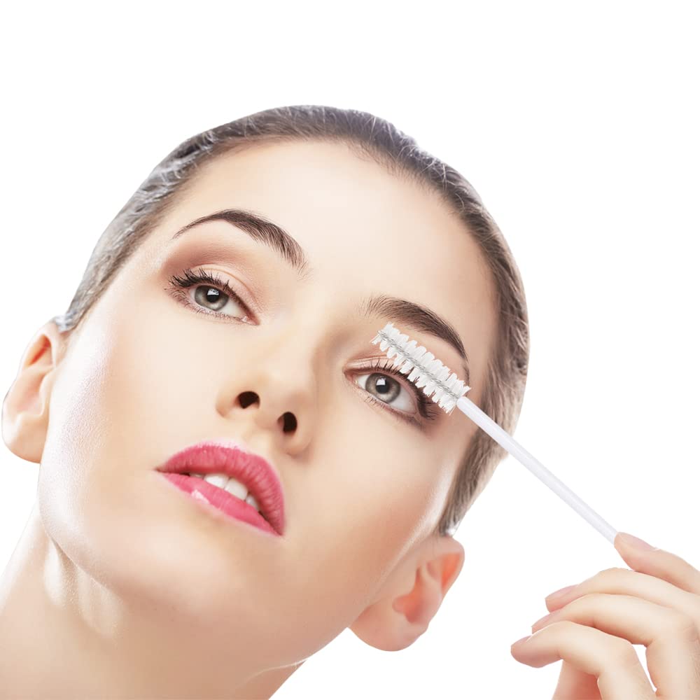 300 Pack Eyelash Mascara Wands Disposable Lash Brushes for Extensions Makeup Brush Applicators Tool Kit, White/White Beauty & Personal Care Mekupeu