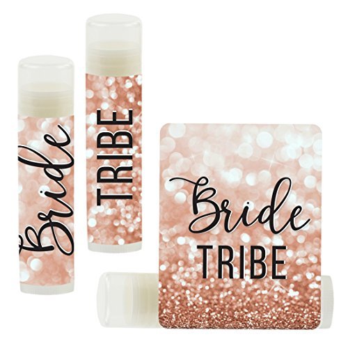 Andaz Press Bridal Shower Bachelorette Party Lip Balm Party Favors Faux Rose Gold Glitter Shimmer, Bride Tribe, Bridesmaid Lip Gloss 12-Pack Bride Beauty & Personal Care Andaz Press