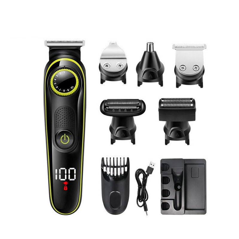QDKVTNDJZ 5 in 1 Professional Multifunctional Trimmer for Men, Electric Beard Grooming kit with LCD Digital Display,Body Groomer for Nose Ear Facial Beauty and Personal Care QDKVTNDJZ