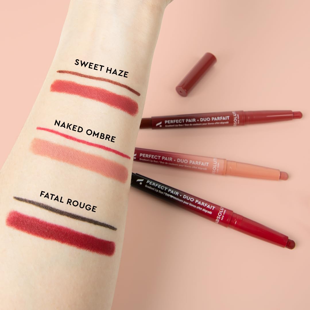 Absolute New York ALD01 Perfect Pair Lip Duo, Fuller and Poutier Lips, Deeper Shade For Lip Contouring, Satin Lipstick and Lip Liner Beauty & Personal Care Absolute New York