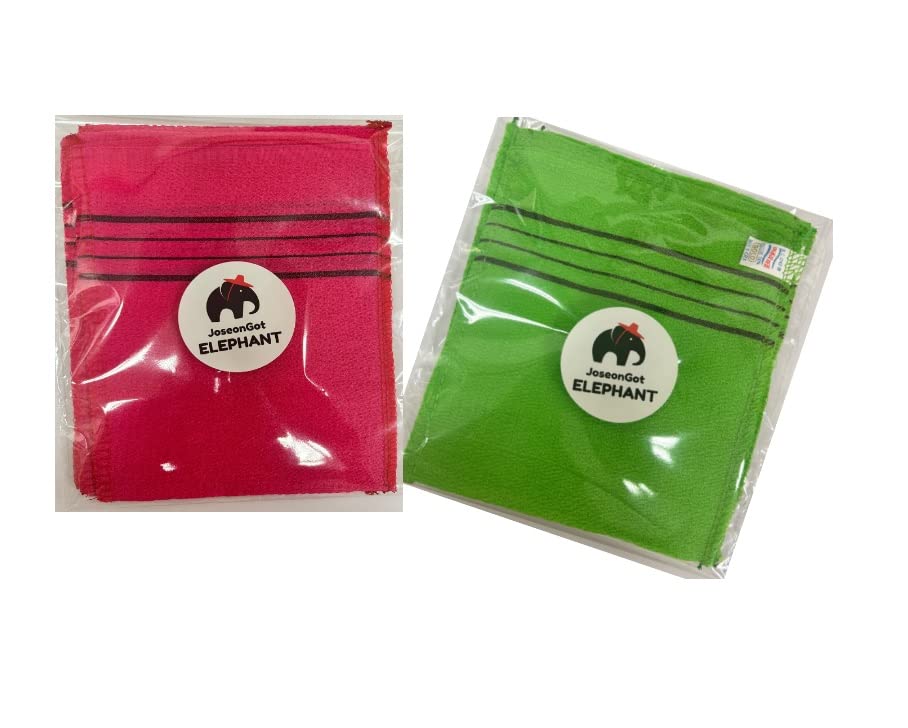 JoseonGotElephant] 8 pcs Korean Exfoliating ddaetawel Bath Washcloth - Body Scrub Towel for Smooth Skin, Keratosis Pilaris Durable Red & Green Italy Beauty and Personal Care JoseonGotElephant