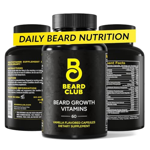 The Beard Club - Beard Growth Vitamins - Support A Thicker Fuller Beard, Fill in Patches - Minerals & Multi-Vitamins Help Support and Stimulate Beauty and Personal Care The Beard Club