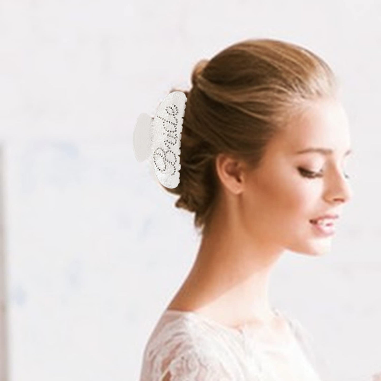 Saliyaa Bride Hair Clip - White Acrylic Bride Clip with Double-Side Logo (4 inches) - Wedding Gift, Bridal Shower, Bachelorette Decorations Accessory Beauty & Personal Care Saliyaa