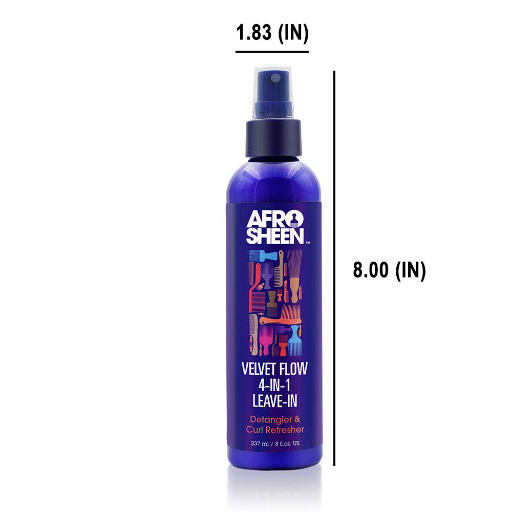 Afro Sheen Velvet Flow 4-in-1 Leave-in Spray. Protects hair against heat, detangles, and moisturizes. 8oz. Beauty & Personal Care Afro Sheen