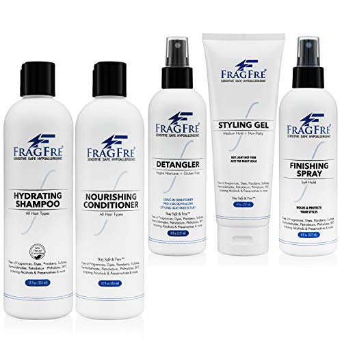 FRAGFRE Professional Hair Salon Set for Sensitive Skin 8/12 oz/ea (5-Pack Gift Set) - Shampoo-Conditioner-Detangler-Styling Gel-Finishing Spray Beauty & Personal Care FRAGFRE