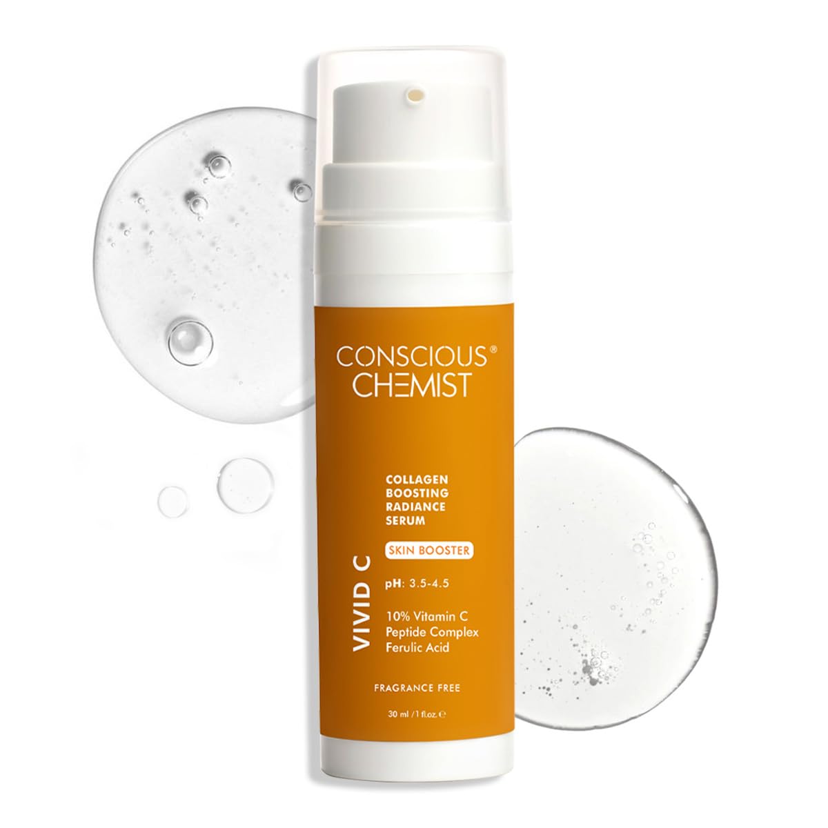 Conscious Chemist Vitamin C 10% Face Serum | 30ml | Brightening & Anti-Aging Serum with Ferulic Acid | Reduces Dark Circles, Fine Lines & Dullness | Beauty & Personal Care Conscious Chemist