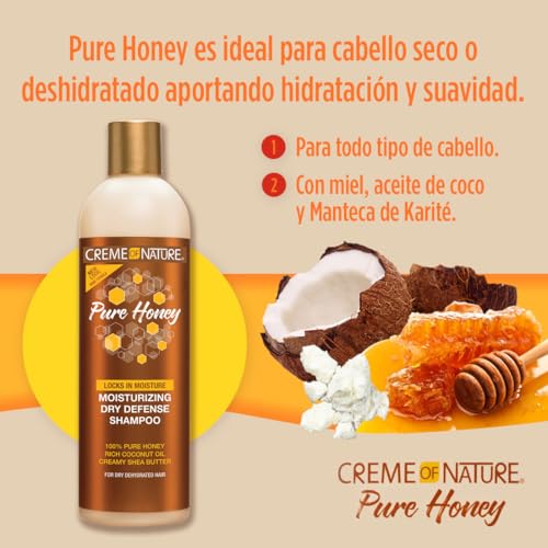 Creme of Nature Pure Honey Moisturizing Dry Defense Shampoo, Gently Cleanses & Restores Moisture, Hair Care Gift, For Dry, Dehydrated or Brittle Hair Beauty & Personal Care Creme of Nature