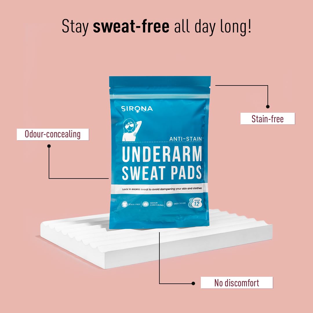 Sirona Disposable Underarm Sweat Pads - 12 Pads, Antiperspirant Absorbent Odour Blocker Pads Armpit Dress Shields Beauty and Personal Care Sirona