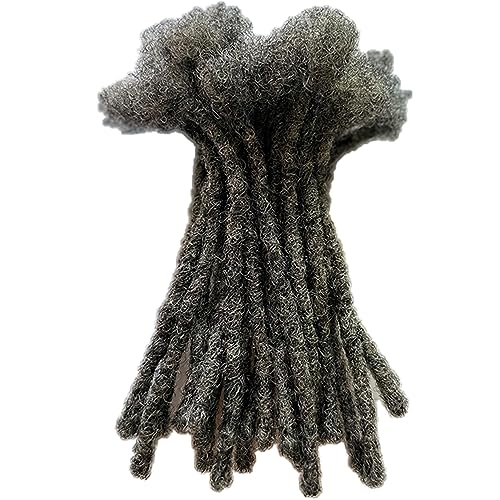 Human Hair Loc Extensions for Man/Women,Permanent Dreadlock Extensions Salt and Pepper #39 (10 Dreads/Bundle) 8inch 0.4 Small Size