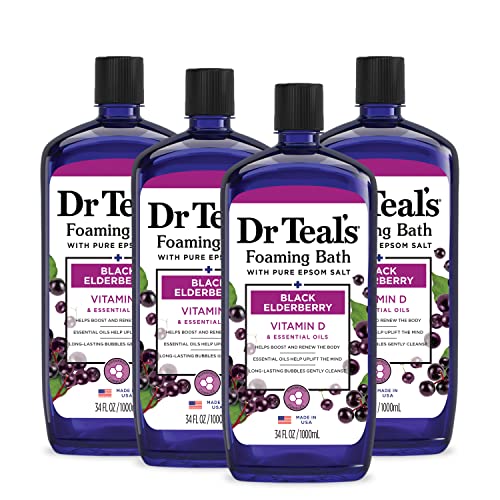 Dr Teal's Foaming Bath with Pure Epsom Salt, Black Elderberry with Vitamin D, 34 fl oz (Pack of 4) Beauty & Personal Care Dr Teal's