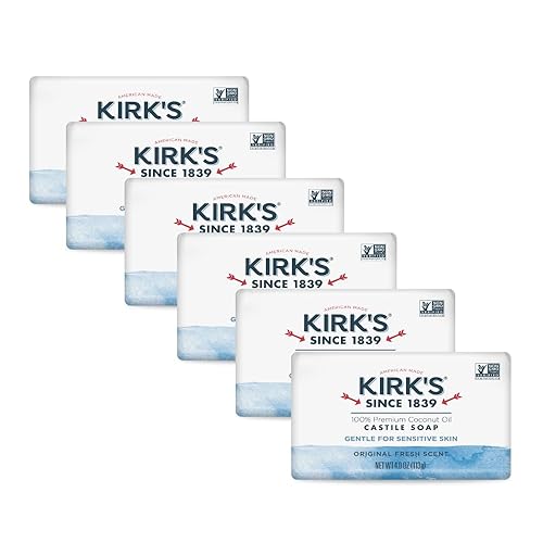 Kirk's Castile Bar Soap for Men, Women & Children - Made With Premium Coconut Oil, Sensitive Skin Formula, Vegan, Non GMO, Original Fresh Scent, 4 oz. Beauty & Personal Care Kirk's