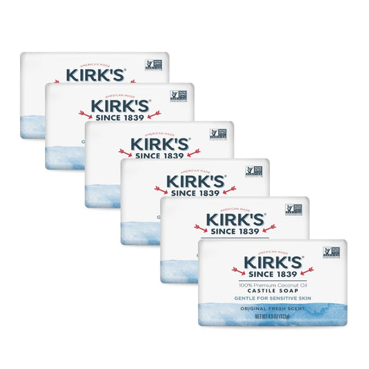 Kirk's Castile Bar Soap for Men, Women & Children - Made With Premium Coconut Oil, Sensitive Skin Formula, Vegan, Non GMO, Original Fresh Scent, 4 oz. Beauty & Personal Care Kirk's