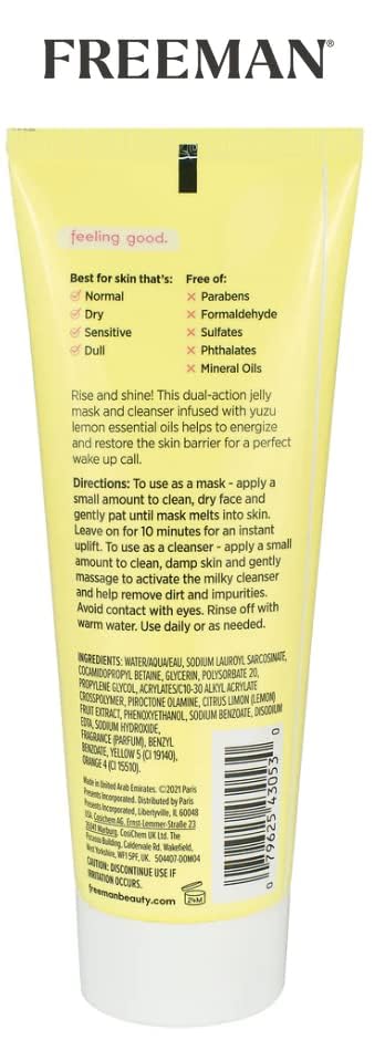 Yuzu Lemon Energize Jelly Mask by Freeman for Unisex - 3 oz Mask Beauty & Personal Care Freeman