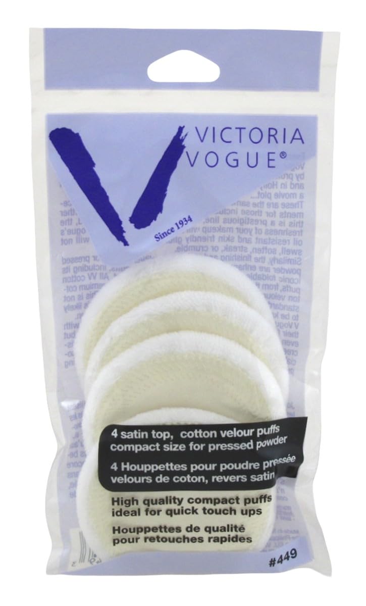 Victoria Vogue, Round Puff Pressed Powder Puff, 4 Count (1-Pack)