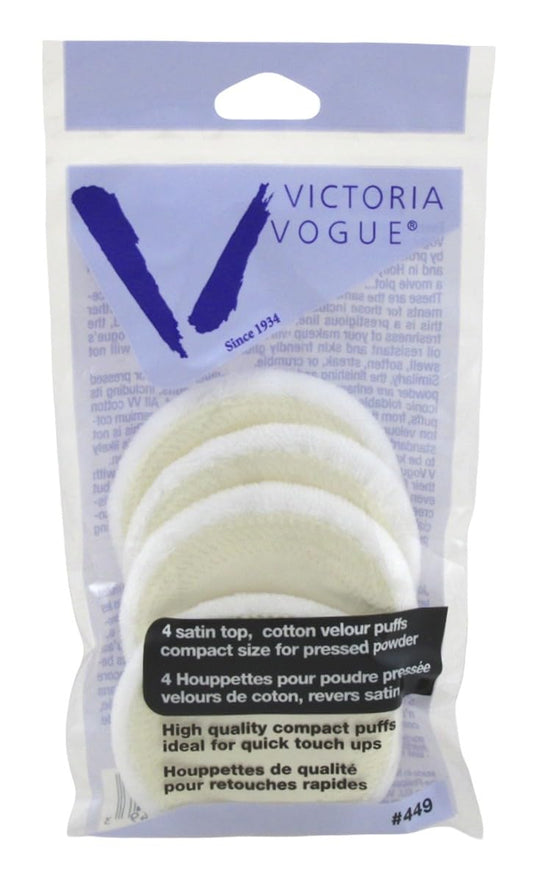 Victoria Vogue, Round Puff Pressed Powder Puff, 4 Count (1-Pack)
