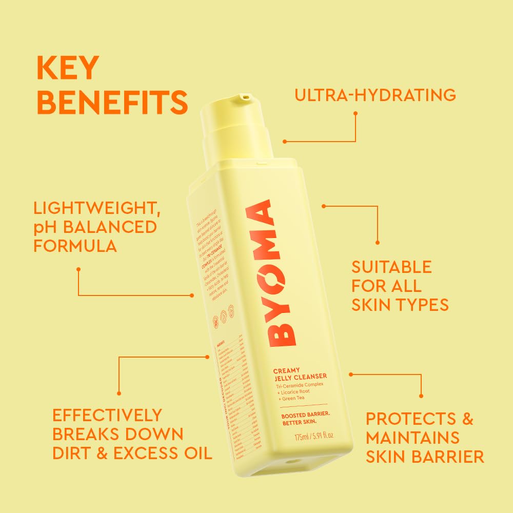 BYOMA Creamy Jelly Cleanser - Hydrating Facial Cleanser for Skin Barrier Repair -Tri-Ceramide Face Wash for Sensitive Skin & All Skin Types - Gently Beauty and Personal Care BYOMA