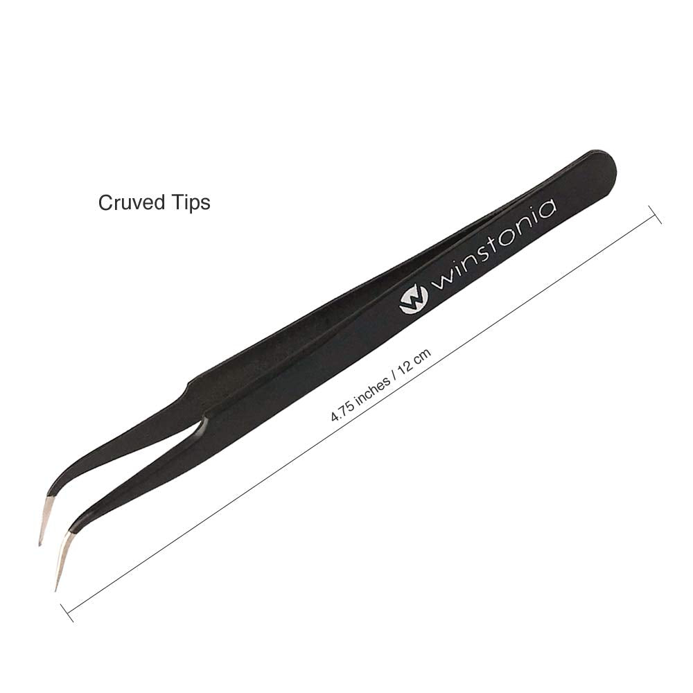 Winstonia 2 Pcs Tweezer Set - Stainless Steel Pointy Professional Beauty Tools - Manicure, Jewelry, Blackhead, Ingrown Hair, Splinter Removal Tweezers Beauty and Personal Care Winstonia