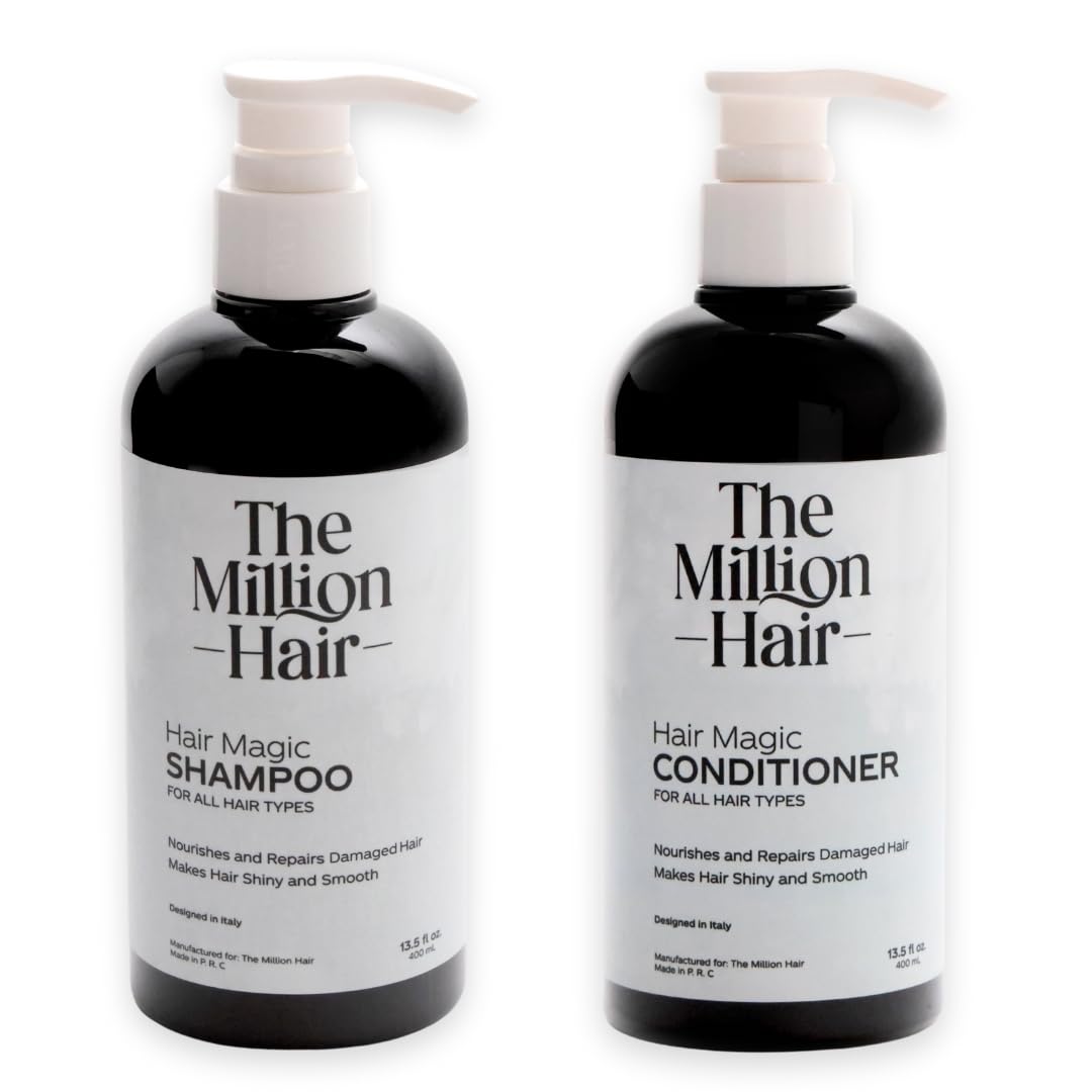 Hair Magic- Shampoo & Conditioner Set By The Million Hair, 13.5 Fl Oz (Pack of 2), White Beauty & Personal Care The Million Hair Inc