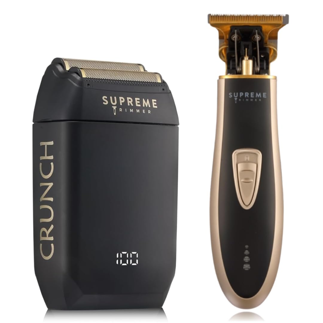 Supreme Trimmer 2-in-1 T-Shaper Trimmer & Crunch Foil Shaver - STF602 Electric Razor & ST5210 Beard Trimmer Barber Haircut Kit - Gold Beauty and Personal Care Supreme Trimmer