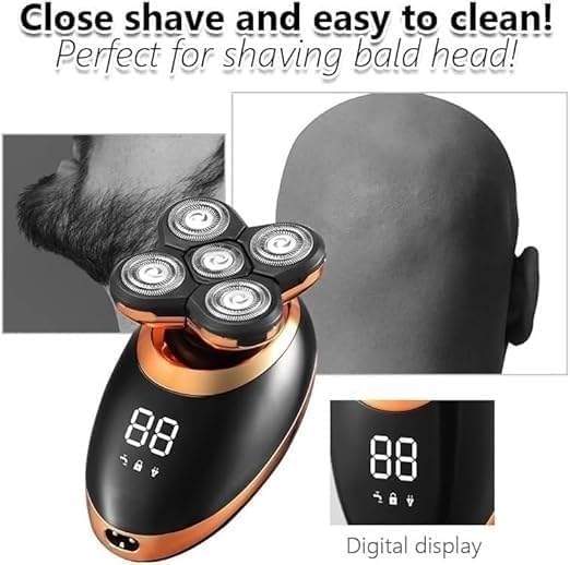 Electric Shavers for Men, 5 in 1 Electric Shaver for Men Beard Hair Trimmer Electric Razor 5D Floating 5 Blade Heads Electric Nose Hair Trimmer LCD Beauty and Personal Care YREAJZVS