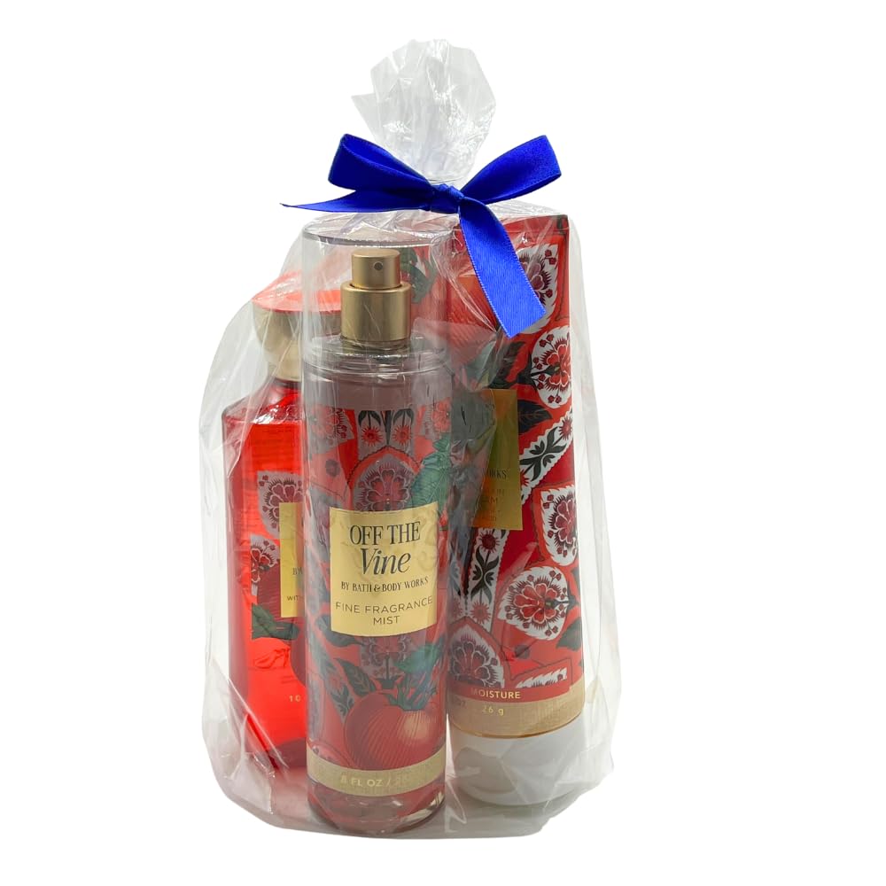 Bath & Body Works OFF THE VINE Fine Fragrance Mist, Body Cream & Body Wash - 3pc bundle Gift set with a Blue Bow for Holidays - Full Size Beauty and Personal Care Bath & Body Works
