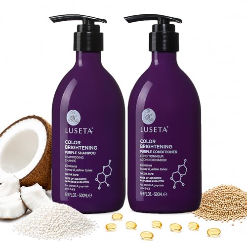Luseta Purple Shampoo and Conditioner Set for Blonde, Gray - Color Treated Hair - Sulfate Free Paraben Free - Infused with Cocos Nucifera Oil Beauty & Personal Care L LUSETA