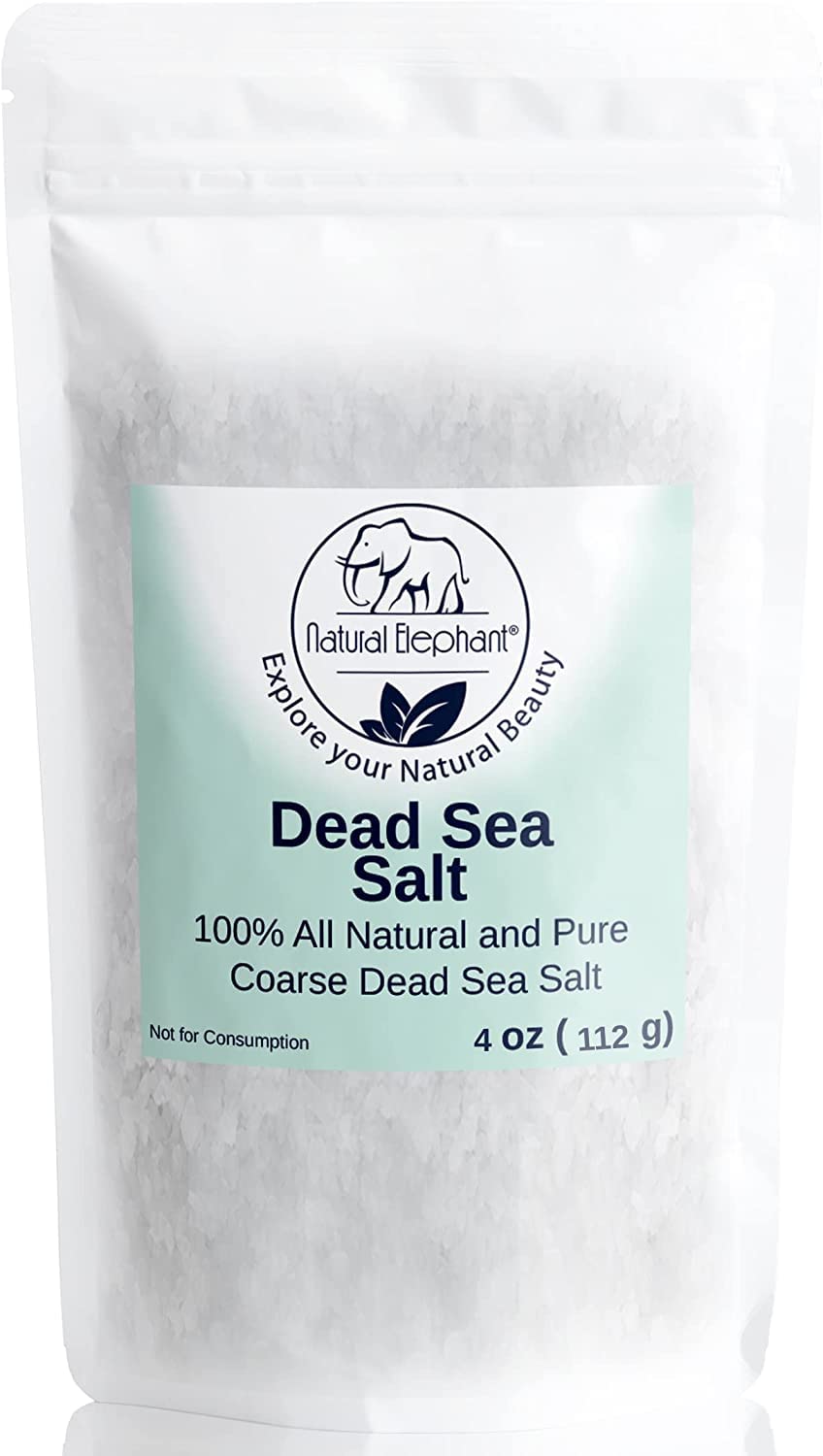 Natural Elephant Dead Sea Bath Salt - 4oz Trial Size - 100% Natural and Pure - Coarse Grain - Ideal for Baths and Soaks Beauty and Personal Care Natural Elephant