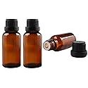 3PCS Empty Amber Glass Essential Oil Bottles with Orifice Reducer and Black Cap Chemistry Lab Chemicals Cosmetic Colognes Perfume Aromatherapy Jars Beauty & Personal Care Happyupcity