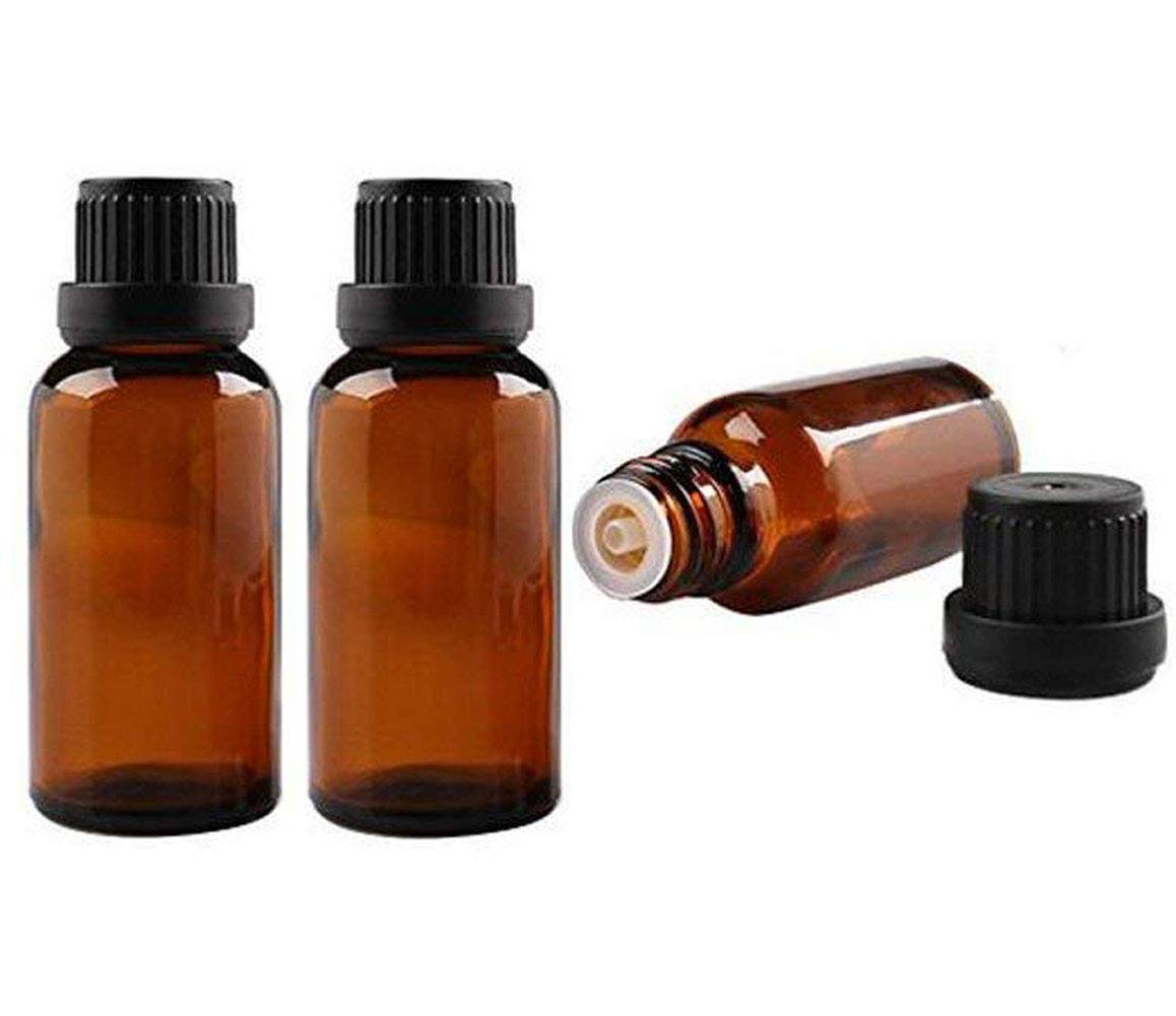3PCS Empty Amber Glass Essential Oil Bottles with Orifice Reducer and Black Cap Chemistry Lab Chemicals Cosmetic Colognes Perfume Aromatherapy Jars Beauty & Personal Care Happyupcity