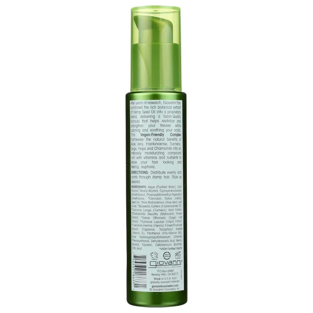GIOVANNI Hemp Hydrating Leave-In Conditioning Styling Elixir, 4 oz (1 Pack)