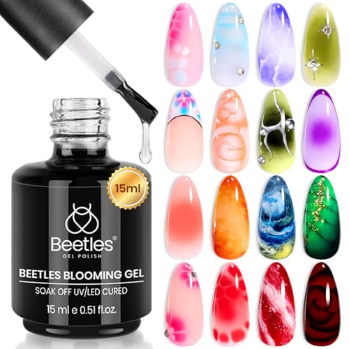 Beetles Blooming Gel, 15ml Clear UV LED Nail Art Gel Polish for Aura Nails, Marble, Natural Stone, Watercolor and Floral Print Spreading Effects, Soak Beauty and Personal Care beetles Gel Polish Default Title
