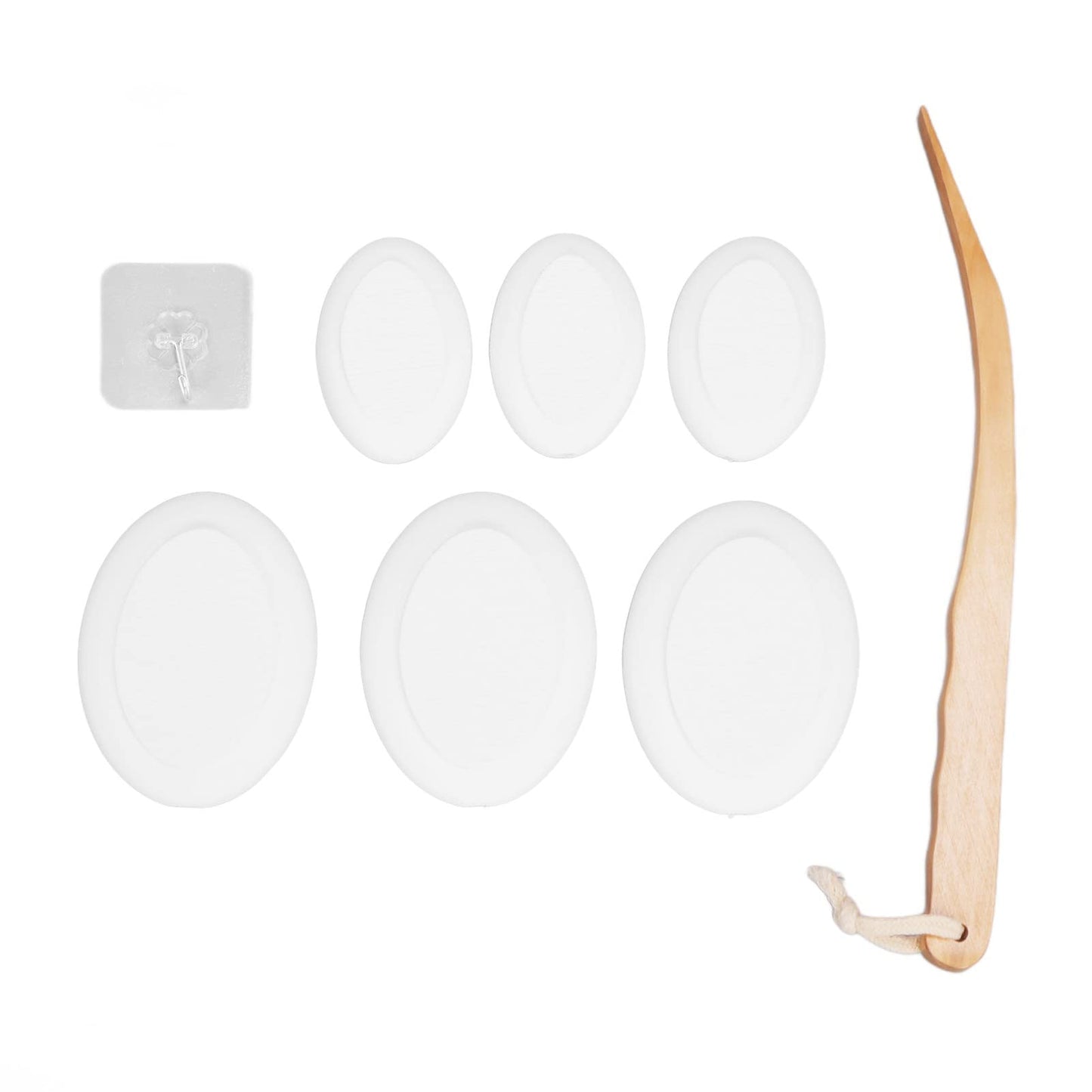 Back Lotion Applicator Long Handle Shower Brush with 6 EVA Replacement Heads, Exfoliating Body Scrubber for Hard to Areas, Non Slip Wooden Grip Beauty and Personal Care Haofy