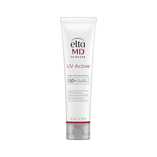 EltaMD UV Active Mineral Sunscreen with Zinc Oxide, Water Resistant Sunscreen SPF 50+ Up to 80 Minutes, Oil Free SPF for Face and Body, 3.0 oz Tube Beauty & Personal Care EltaMD