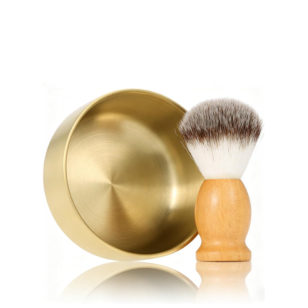 ZJchao Shaving Bowl, Men's Shaving Mug with High Grade Brass, Solid Construction for Functionality and Aesthetic Appeal, 1 Brass Gold Shaving Bowl Beauty and Personal Care ZJchao