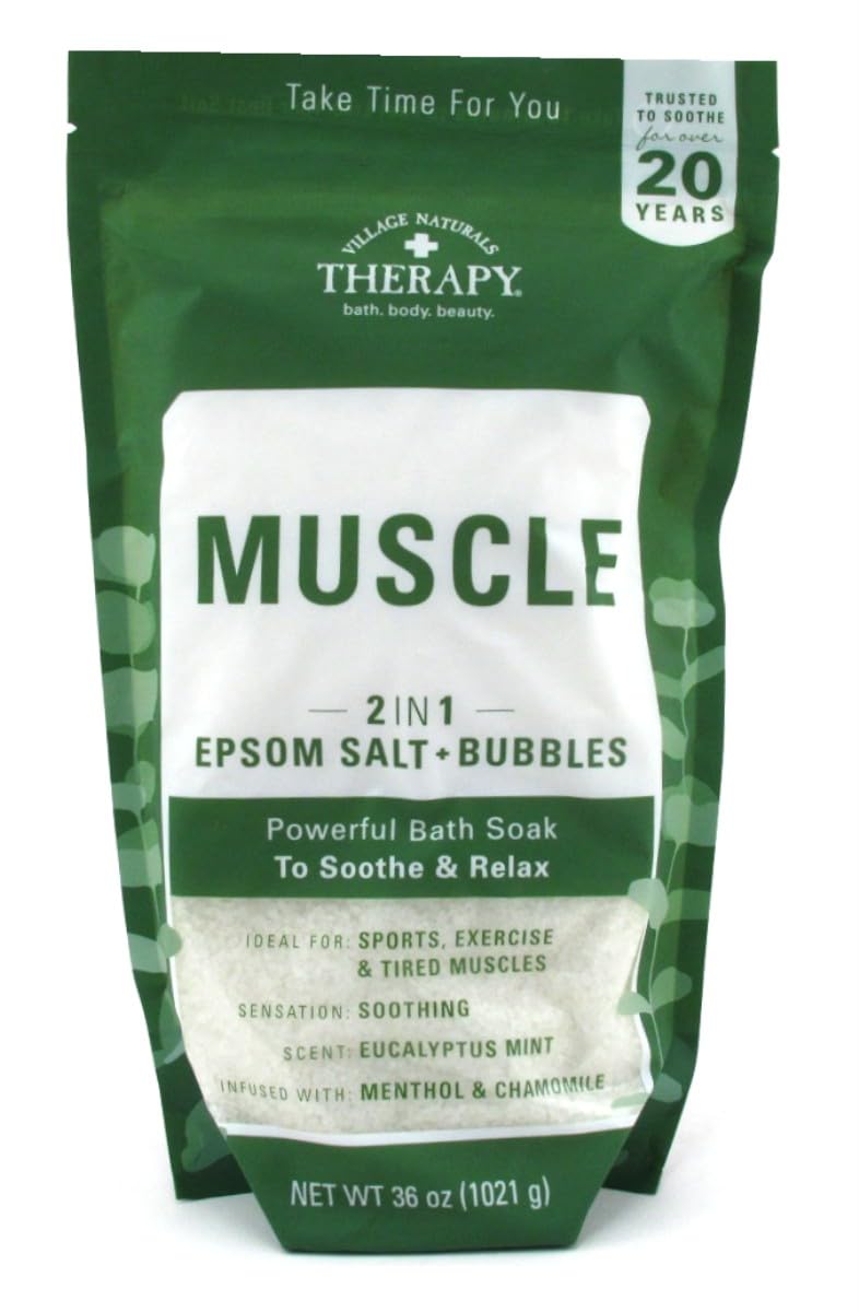 Village Naturals Bath Soak Muscle 2-in-1 Epsom Salt 36 Ounce Bag (1064ml) (Pack of 6) Beauty and Personal Care Village Naturals Therapy