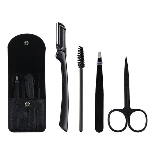 UUYYEO 4 Pcs Stainless Steel Eyebrow Trimmer Set Eyebrow Grooming Brush Razor Eyebrow Shaping Scissors Professional Eyebrow Tweezers Beauty Tools Beauty and Personal Care UUYYEO