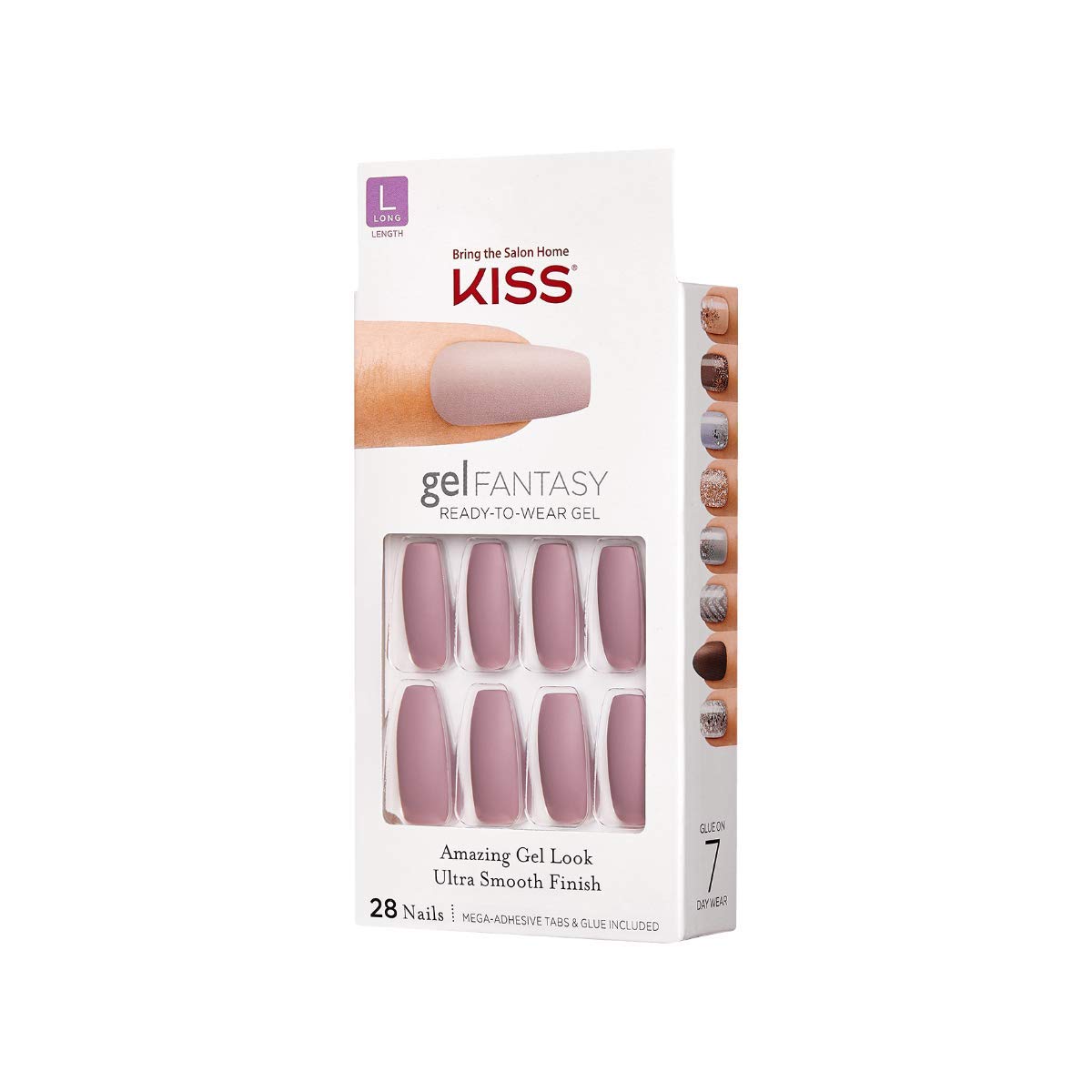 KISS Gel Fantasy Ready-to-Wear Press-On Gel Nails, “Stick Together”, Long, Dark Pink, Nail Kit with 24 Mega Adhesive Tabs, Pink Gel Glue, Manicure Beauty & Personal Care KISS