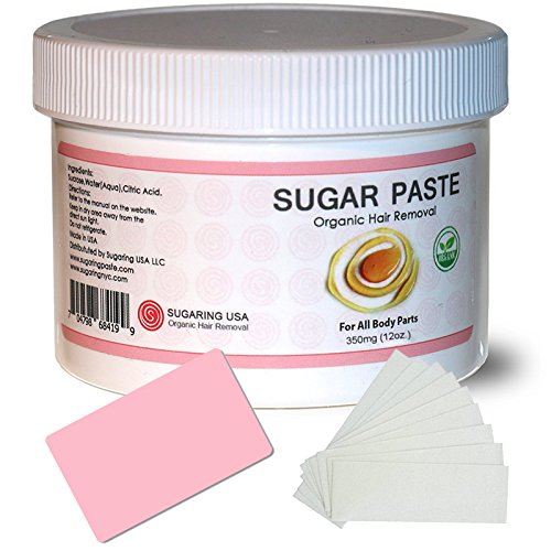 Sugaring Paste for Home Use on Bikini Brazilian Legs Waxing 12oz with 8pcs Sugaring Strips & Plastic Applicator Beauty and Personal Care Sugaring NYC