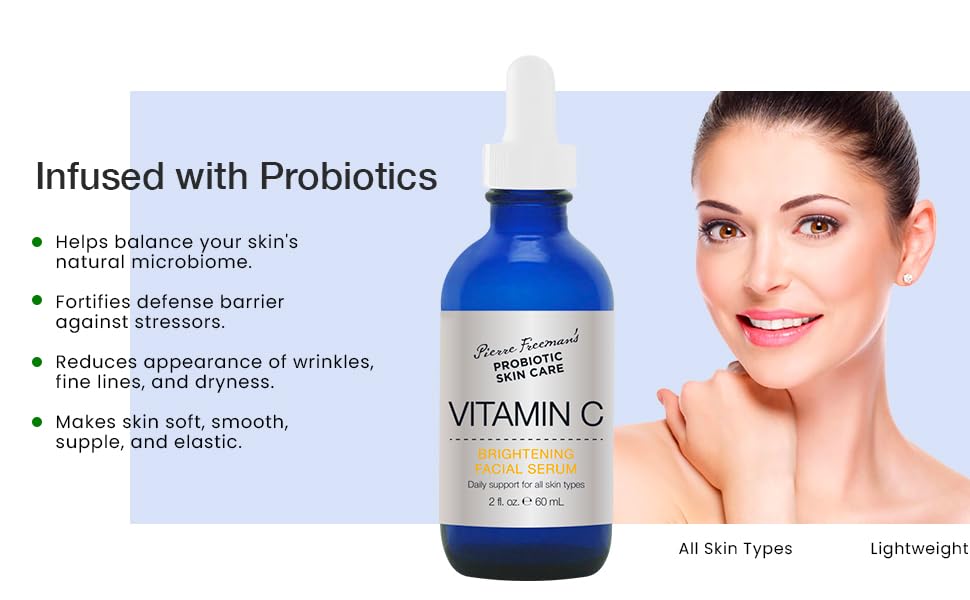 Pierre Freeman's Probiotic Skin Care Vitamin C Brightening Facial Serum (2 Oz) Beauty & Personal Care Pierre Freeman's Probiotic Skin Care