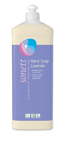 Sonett Organic Hand Soap Lavender 1 Litre Body Care Suitable for Hands, Face and Body (1 Count) Certified Organically Grown Beauty & Personal Care Sonett