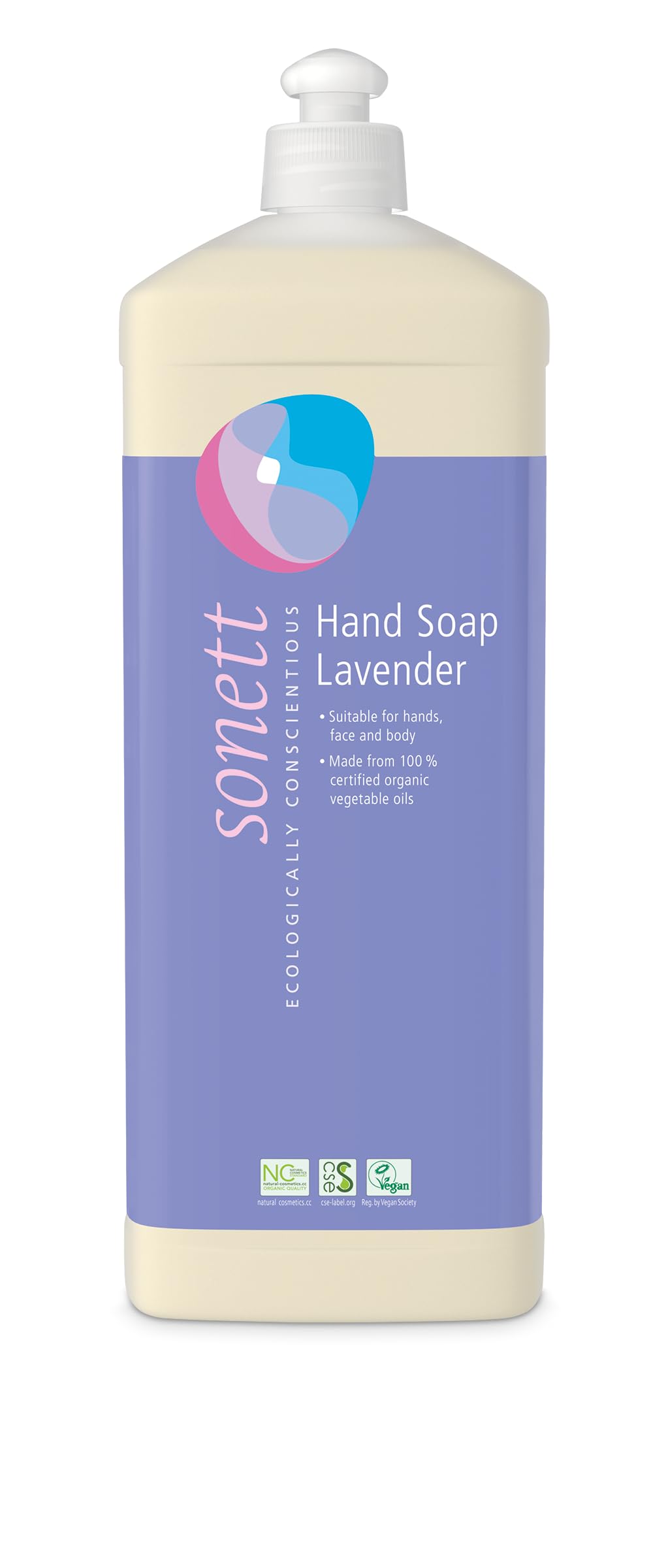 Sonett Organic Hand Soap Lavender 1 Litre Body Care Suitable for Hands, Face and Body (1 Count) Certified Organically Grown Beauty & Personal Care Sonett