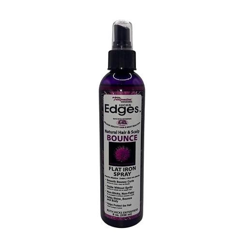 Hicks Edges Natural Hair and Scalp Bounce Flat Iron Spray, Smooth Bouncy Curls, Holds without Spritz with Heat Protection, Non-Sticky and Non Flaky Beauty & Personal Care Ruth Hicks Enterprise