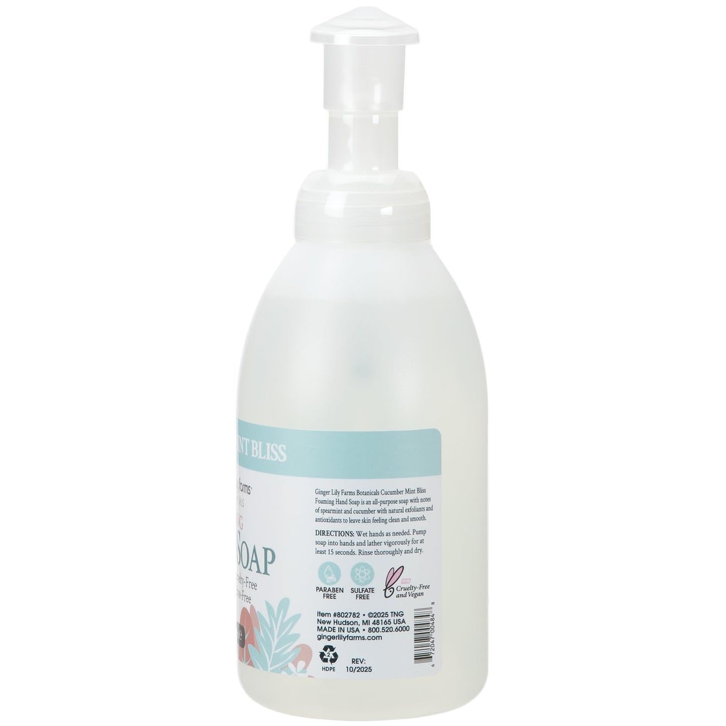Ginger Lily Farms Botanicals All-Purpose Foaming Hand Soap Refill, 100% Vegan & Cruelty-Free, Cucumber Mint Bliss Scent, 20 Fl Oz (Pack of 1) Beauty & Personal Care Ginger Lily Farms