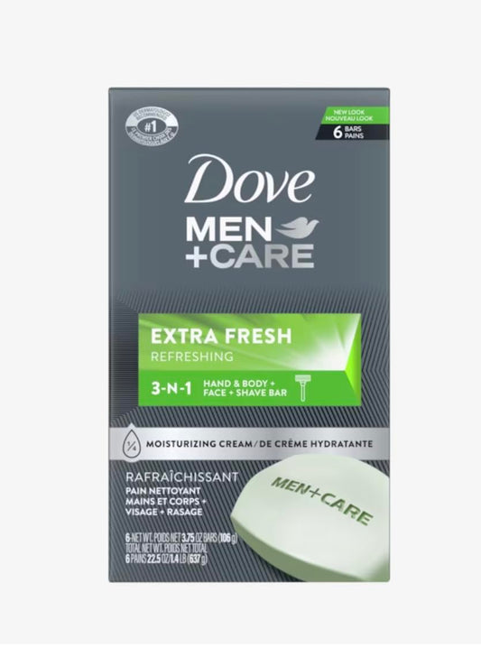 Dove Bar 3 in 1 Cleanser for Body, Face, and Shaving to Clean and Hydrate Skin Extra Fresh Body and Facial Cleanser More Moisturizing Than Bar Soap Beauty & Personal Care Dove