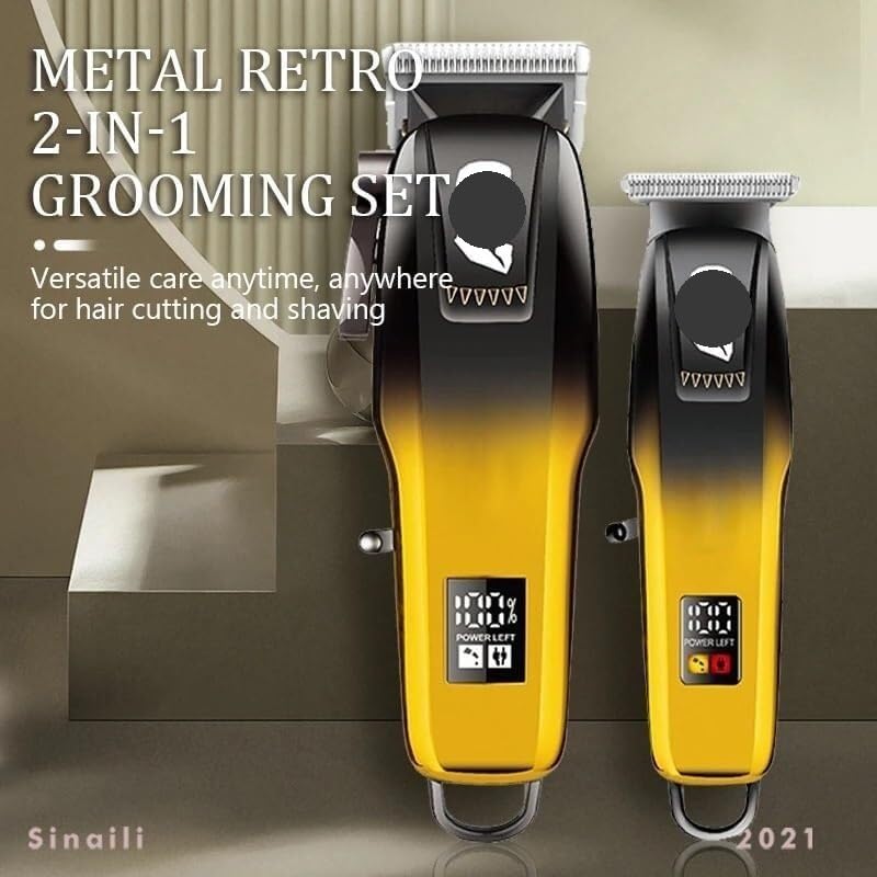 QDKVTNDJZ Hair Clippers for Men, 2PCS Professional Barber Set Cordless Zero Gapped Beard Trimmer Finish Cutting Machine Beauty and Personal Care QDKVTNDJZ
