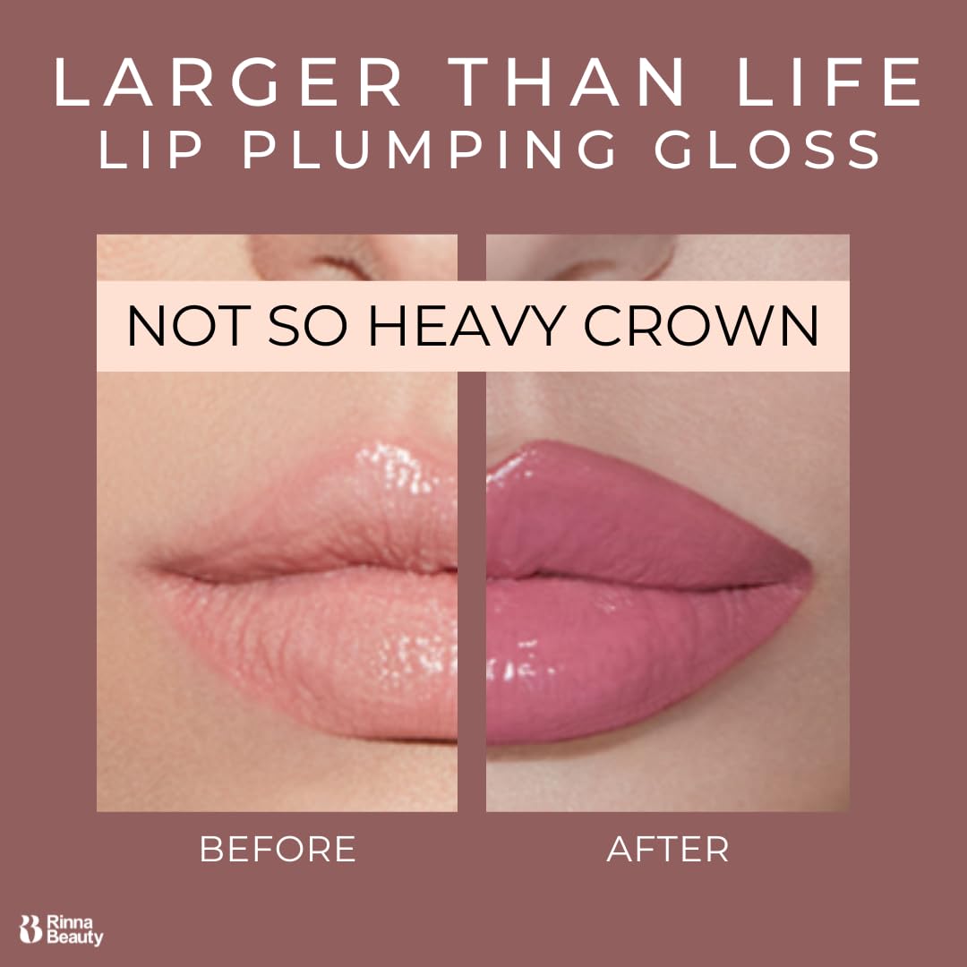 Rinna Beauty - Larger Than Life Lip Plumping Gloss - Not So Heavy Crown - Vegan, Helps Boost Collagen, Increases Lip Volume, Elastin Production, Beauty & Personal Care Rinna Beauty